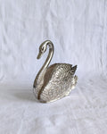 Vintage Silver-Plated Swan Napkin Holder | Sculptural Mid-Century Tableware