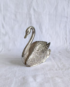 Vintage Silver-Plated Swan Napkin Holder | Sculptural Mid-Century Tableware