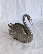Vintage Silver-Plated Swan Napkin Holder | Sculptural Mid-Century Tableware