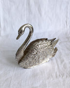 Vintage Silver-Plated Swan Napkin Holder | Sculptural Mid-Century Tableware
