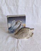 Vintage Silver-Plated Swan Napkin Holder | Sculptural Mid-Century Tableware
