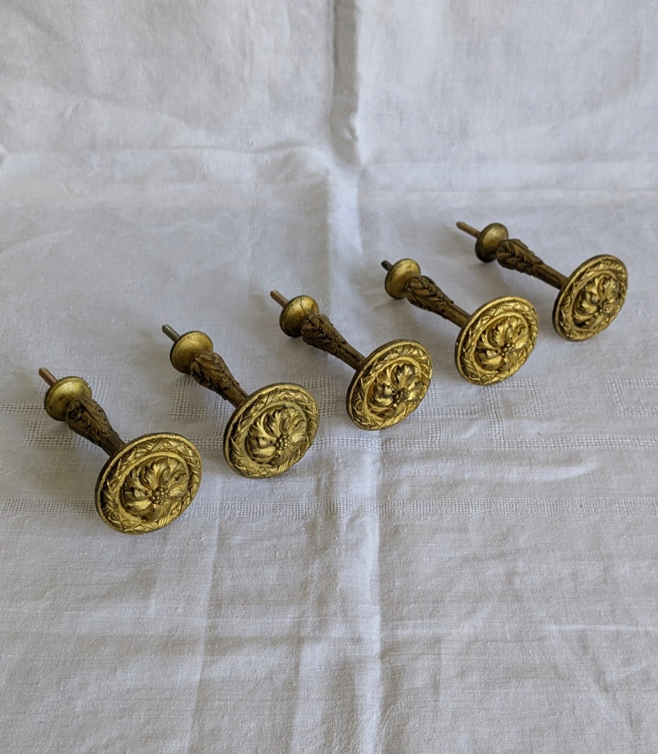 Antique French Gilt Bronze Curtain Tieback Hooks – Set of 5 | Napoleon III