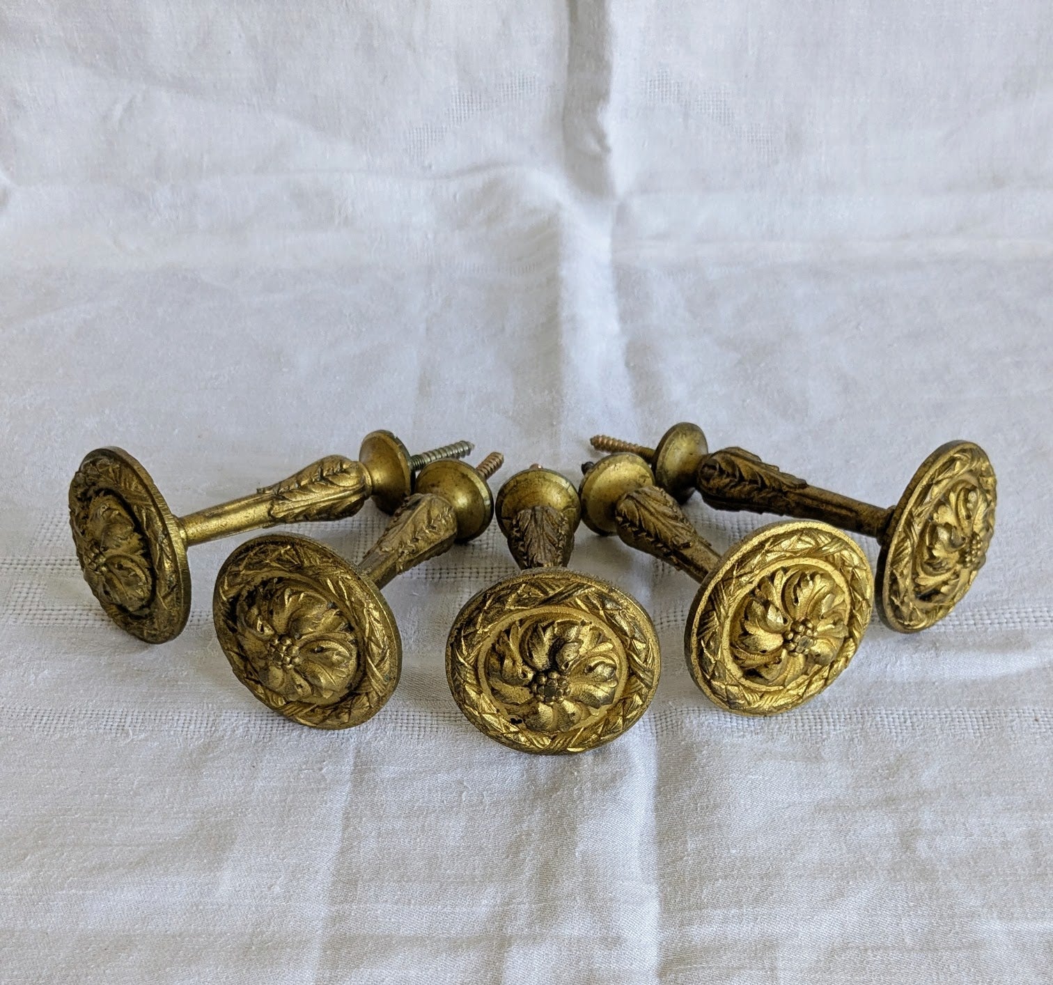 Antique French Gilt Bronze Curtain Tieback Hooks – Set of 5 | Napoleon III