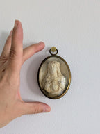 Antique French Sacred Heart Relief with Bombé Glass