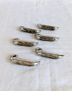 Set of 6 Vintage Stainless Steel Swan Knife Rests | Mid-Century Tableware