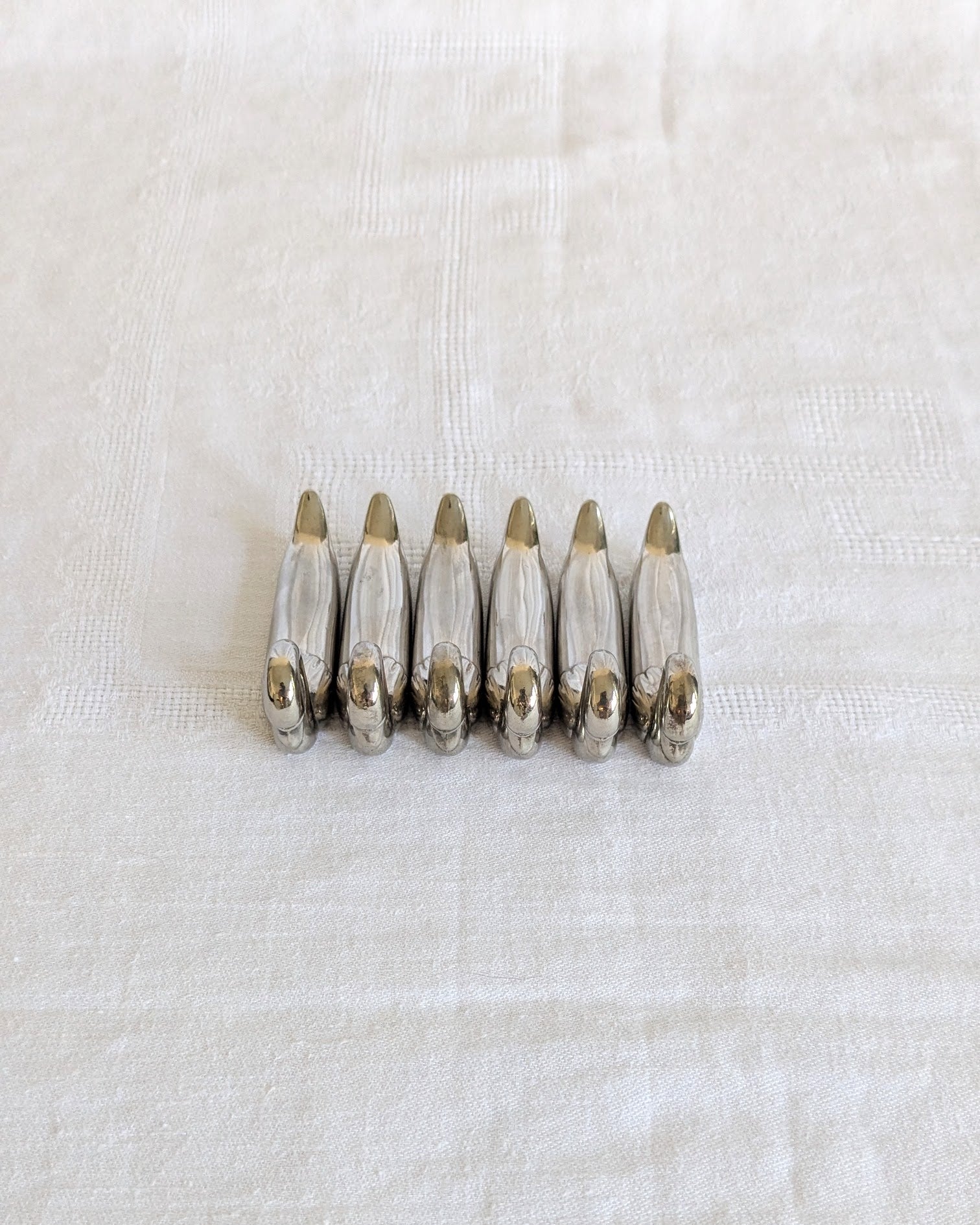 Set of 6 Vintage Stainless Steel Swan Knife Rests | Mid-Century Tableware