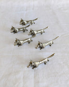 Vintage French Silver-Plated Fox Cutlery Rests – Set of Six | Mid-Century (1960s–1970s)