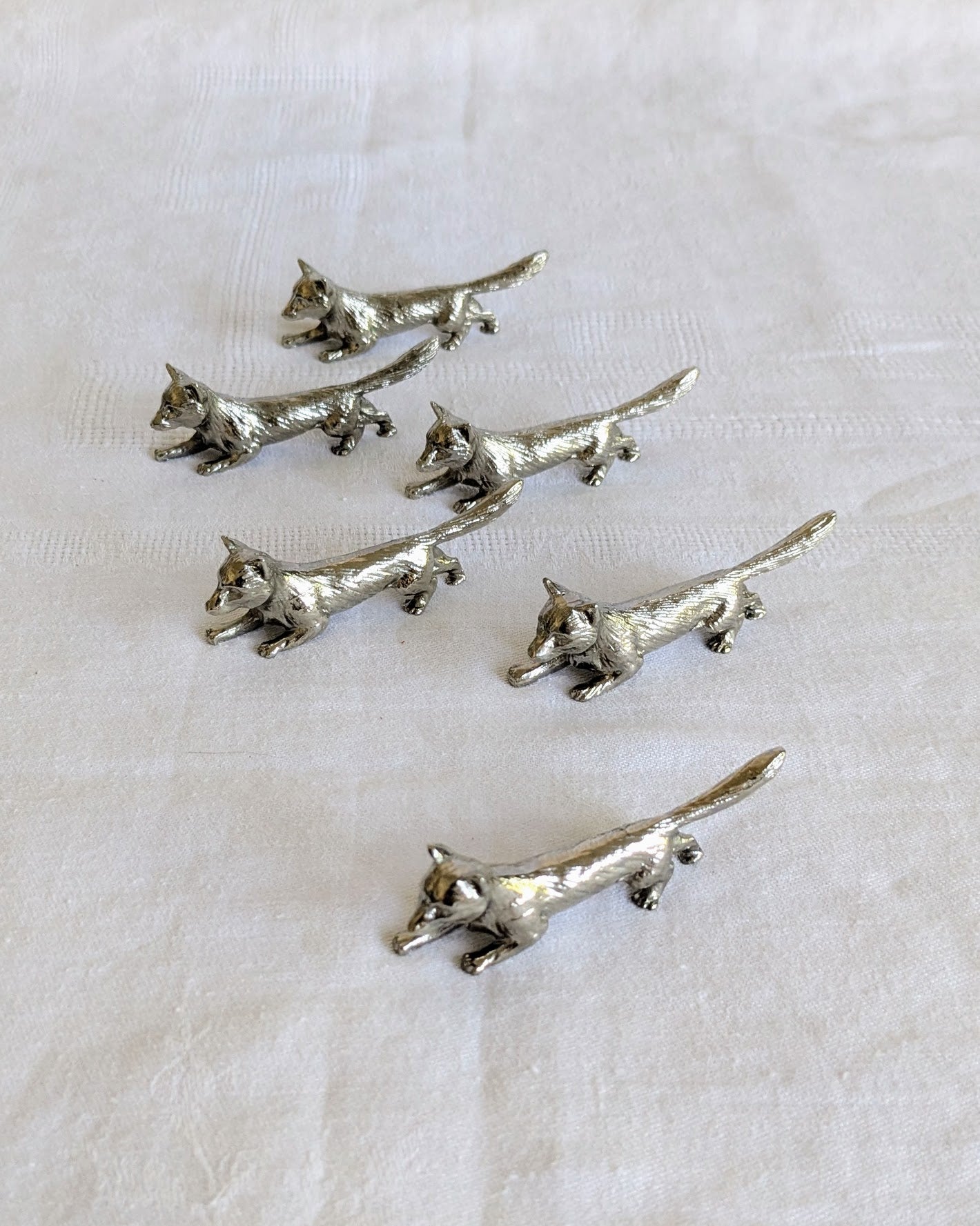 Vintage French Silver-Plated Fox Cutlery Rests – Set of Six | Mid-Century (1960s–1970s)