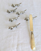 Vintage French Silver-Plated Fox Cutlery Rests – Set of Six | Mid-Century (1960s–1970s)