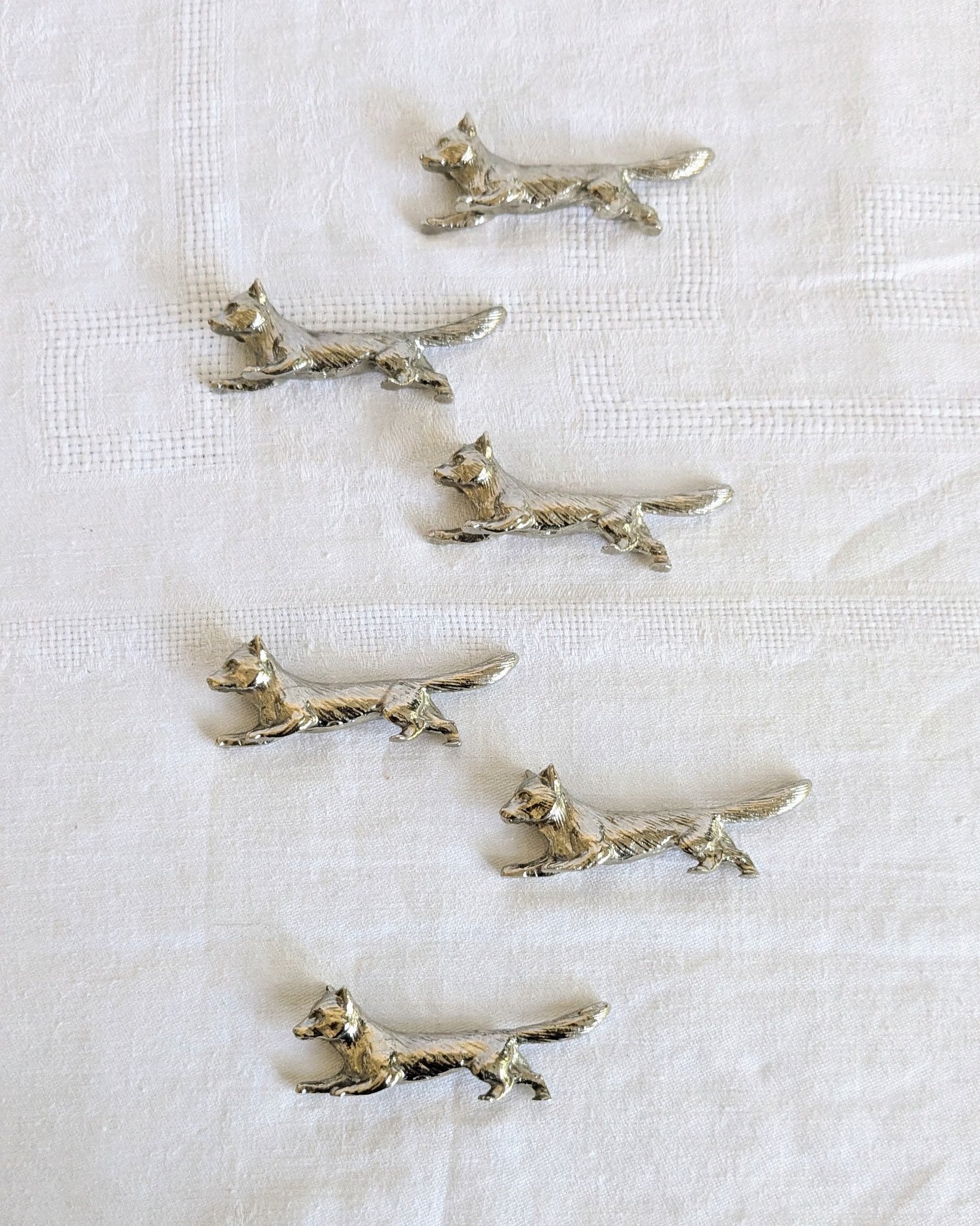 Vintage French Silver-Plated Fox Cutlery Rests – Set of Six | Mid-Century (1960s–1970s)