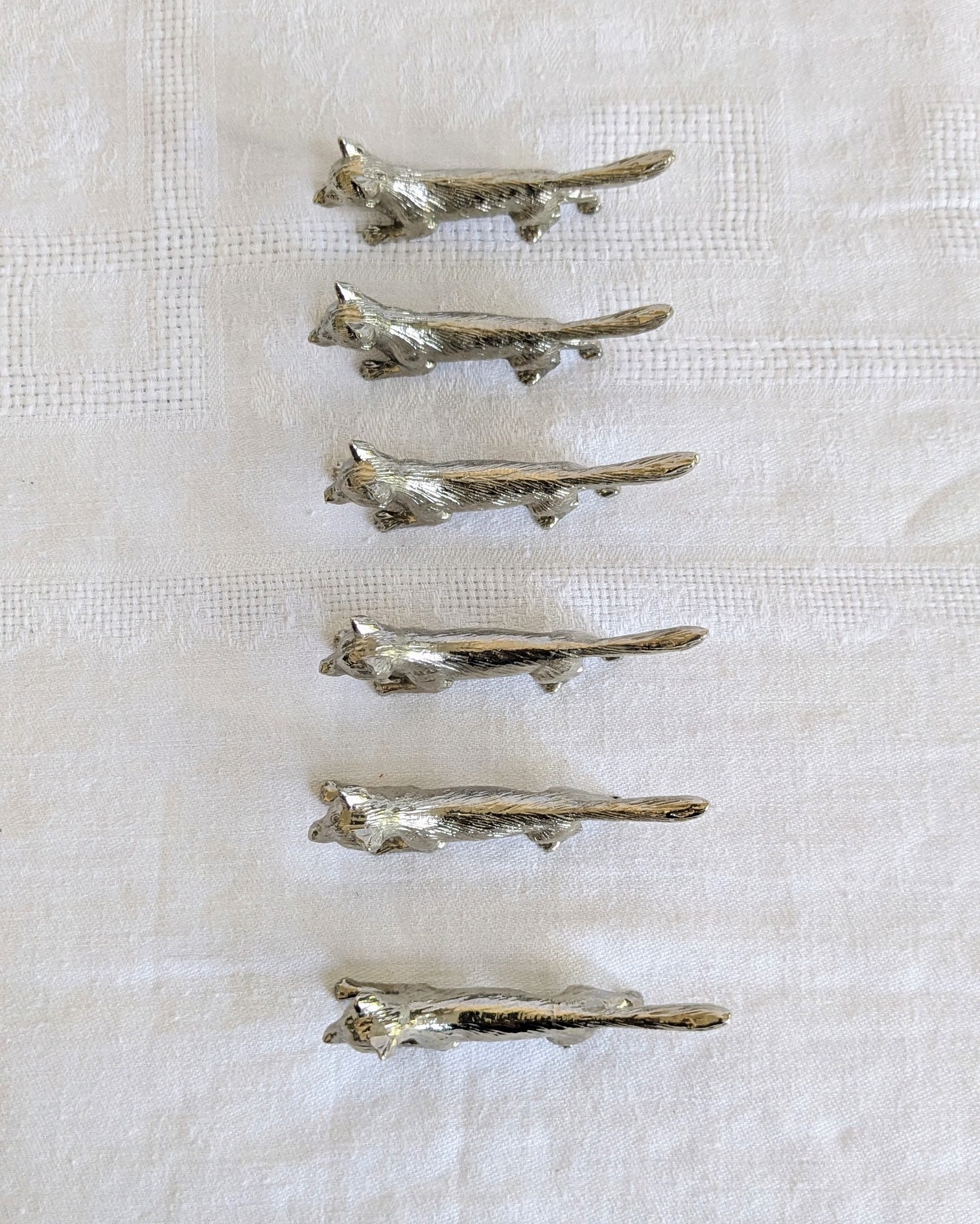 Vintage French Silver-Plated Fox Cutlery Rests – Set of Six | Mid-Century (1960s–1970s)