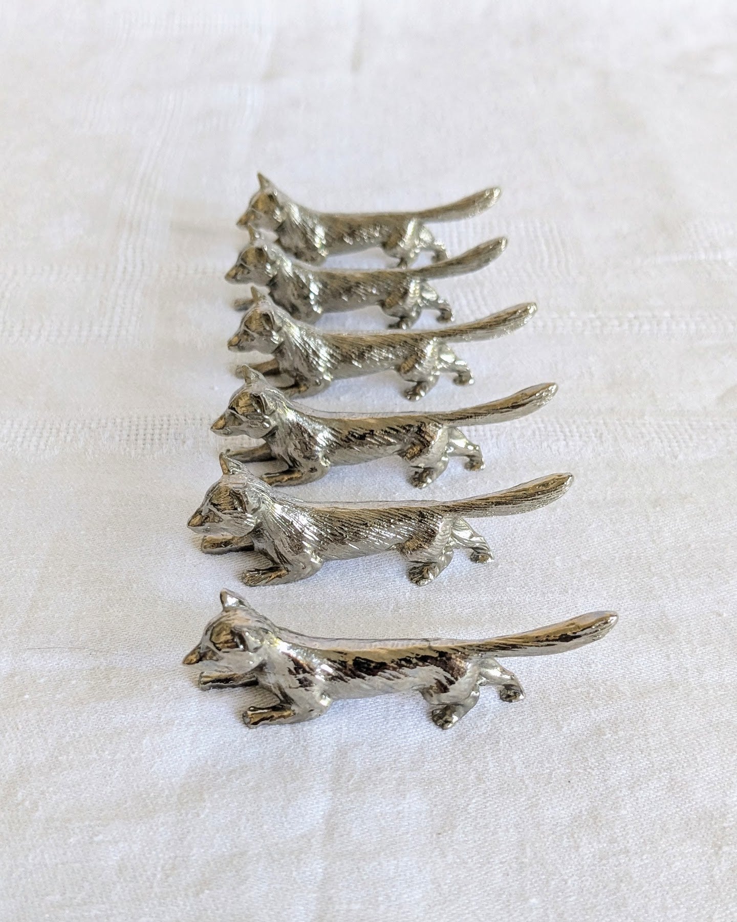 Vintage French Silver-Plated Fox Cutlery Rests – Set of Six | Mid-Century (1960s–1970s)