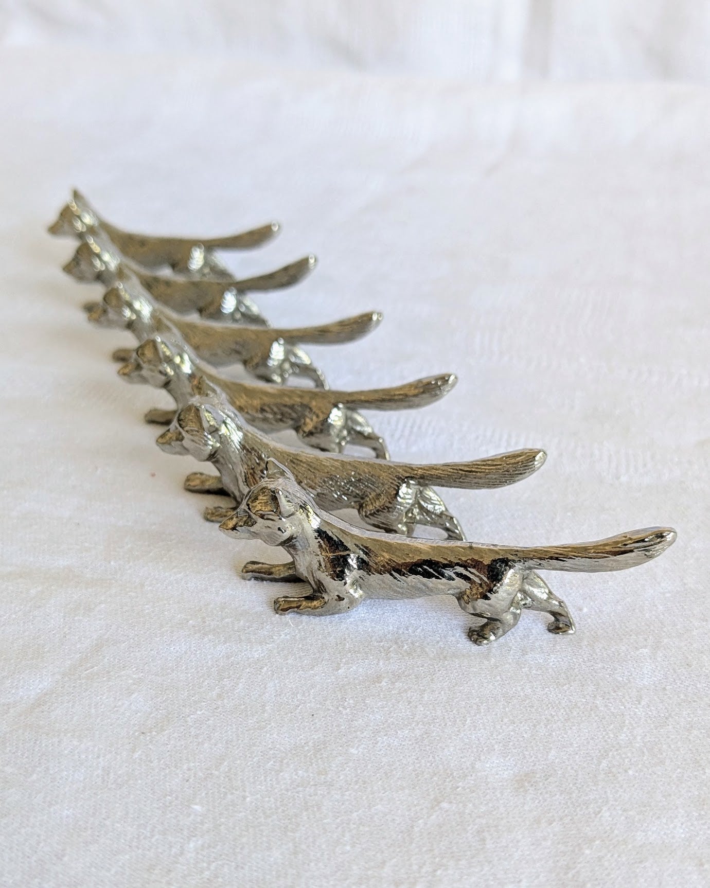 Vintage French Silver-Plated Fox Cutlery Rests – Set of Six | Mid-Century (1960s–1970s)