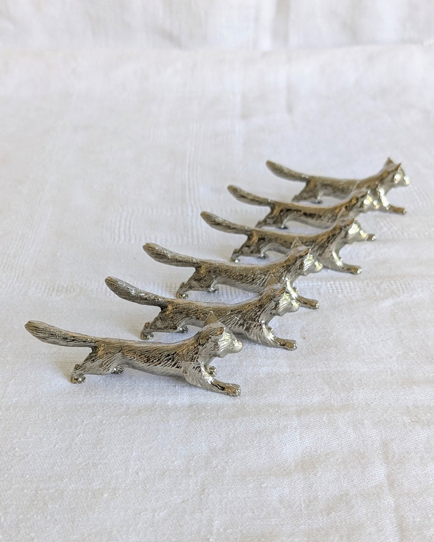 Vintage French Silver-Plated Fox Cutlery Rests – Set of Six | Mid-Century (1960s–1970s)