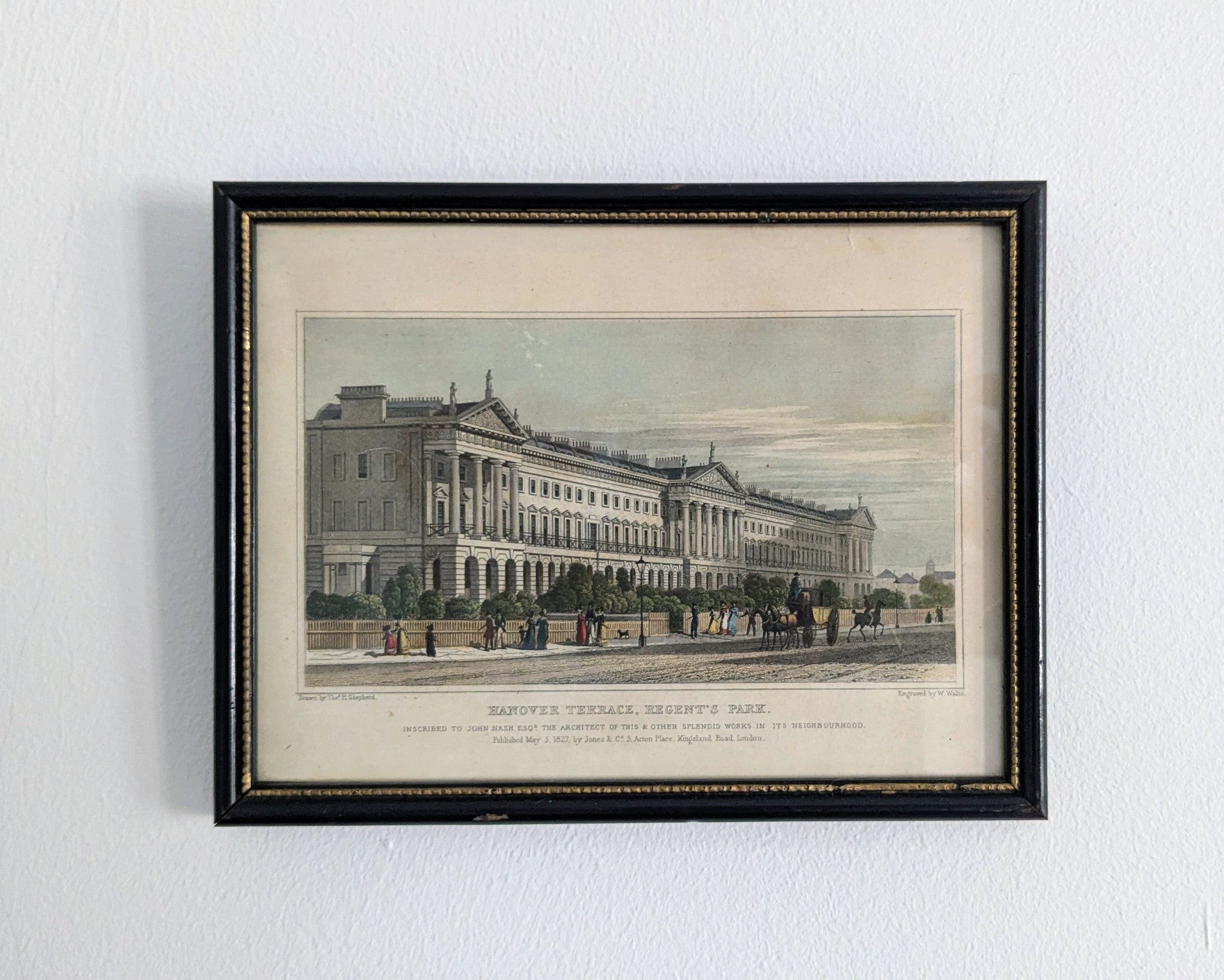 Antique Regency Engraving of Hanover Terrace, Regent’s Park, London — 1827