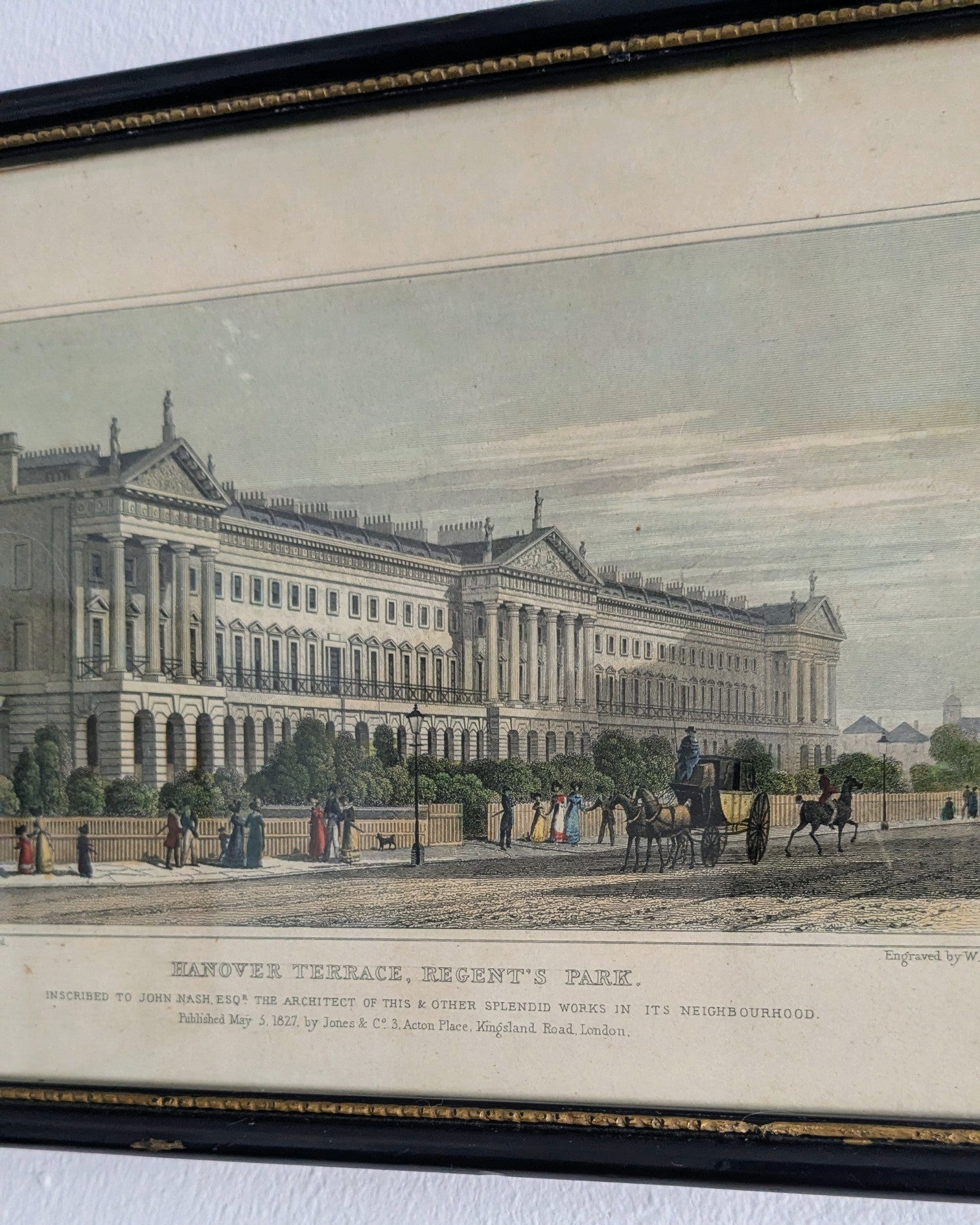 Antique Regency Engraving of Hanover Terrace, Regent’s Park, London — 1827