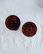 Pair of Art Deco Tortoiseshell pattern Glass Candlesticks, c.1930
