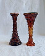 Pair of Art Deco Tortoiseshell pattern Glass Candlesticks, c.1930