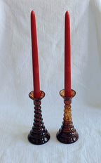 Pair of Art Deco Tortoiseshell pattern Glass Candlesticks, c.1930
