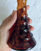 Pair of Art Deco Tortoiseshell pattern Glass Candlesticks, c.1930