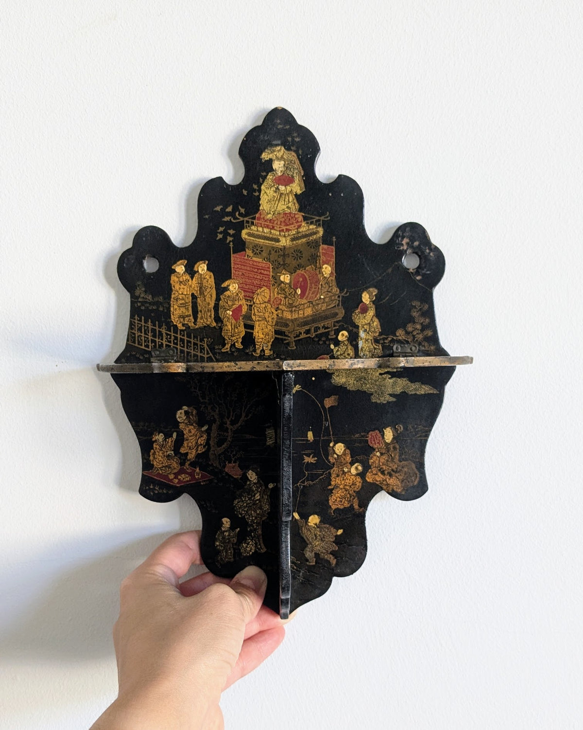Napoleon III Black Lacquer Folding Shelf