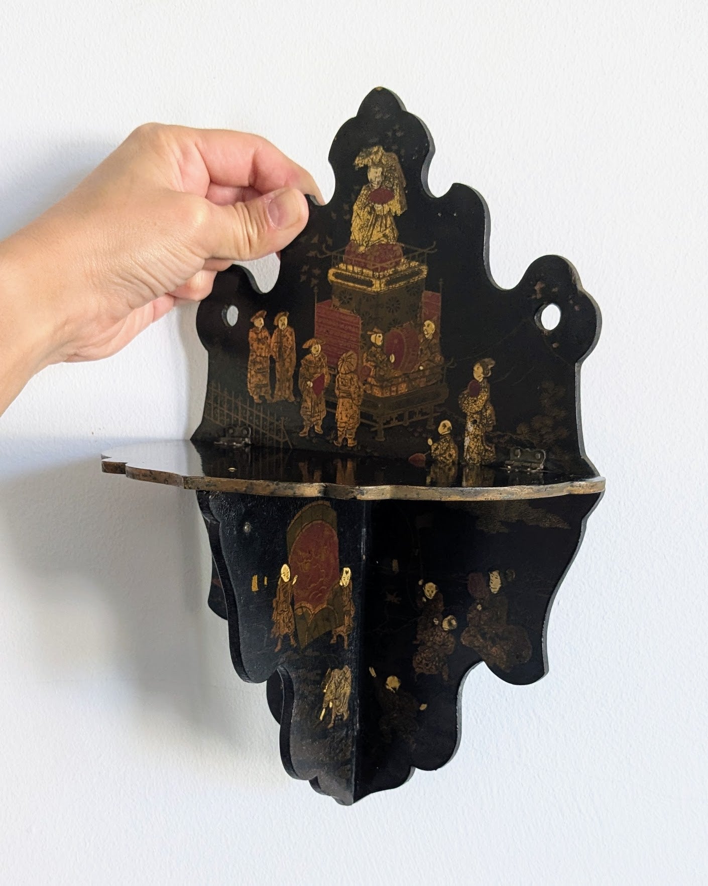 Napoleon III Black Lacquer Folding Shelf