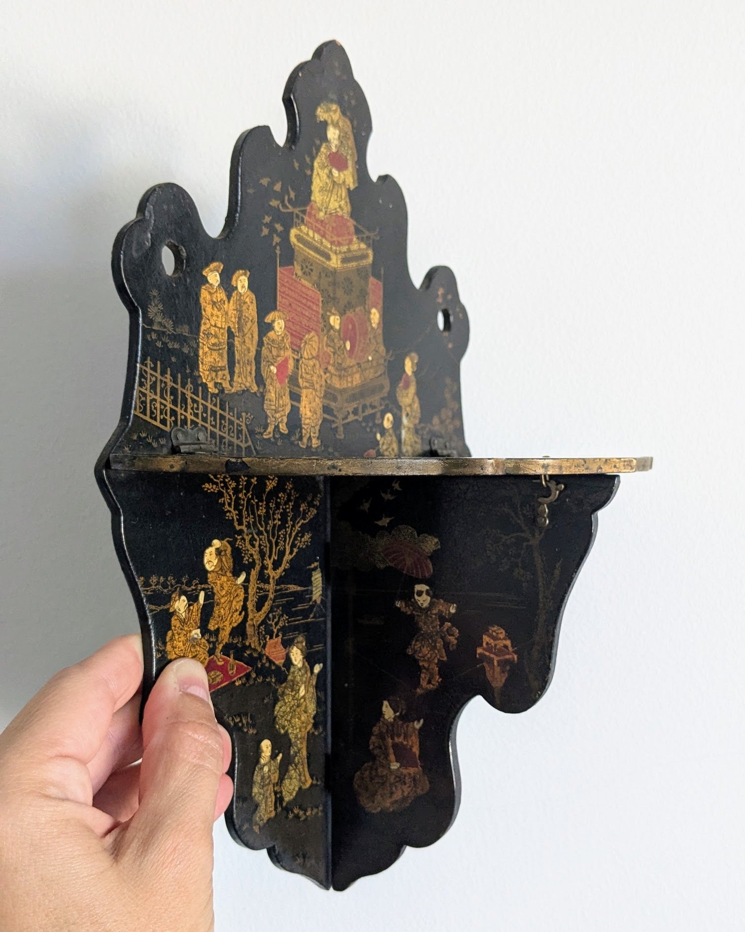 Napoleon III Black Lacquer Folding Shelf