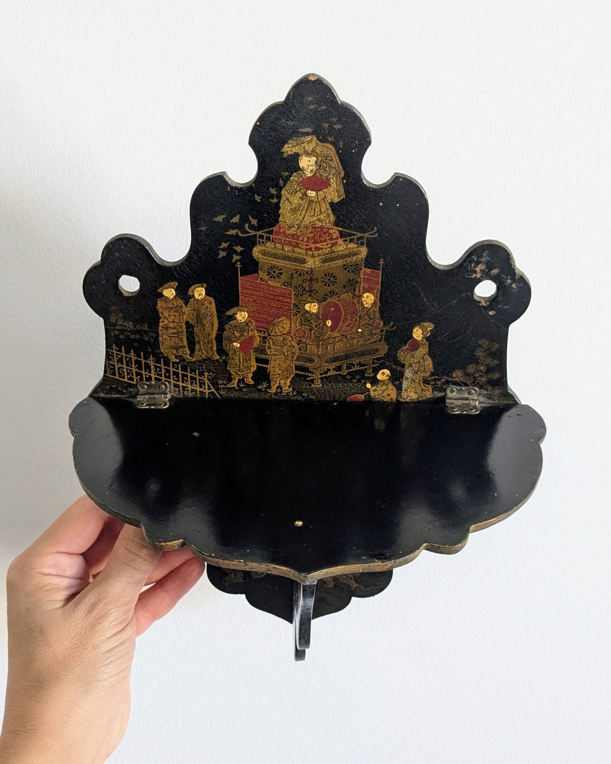 Napoleon III Black Lacquer Folding Shelf