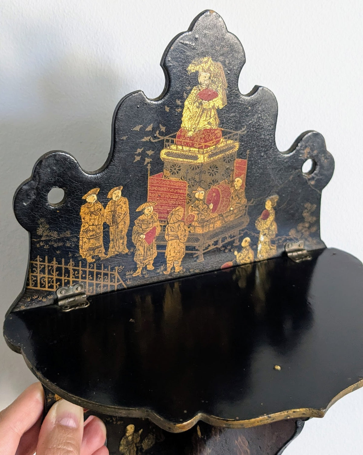 Napoleon III Black Lacquer Folding Shelf