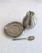 Vintage 1970s Morinox Italian Stainless Steel Pear Sugar Bowl Set