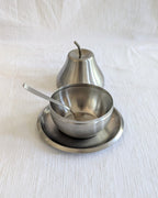 Vintage 1970s Morinox Italian Stainless Steel Pear Sugar Bowl Set