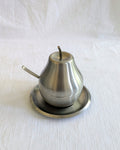 Vintage 1970s Morinox Italian Stainless Steel Pear Sugar Bowl Set