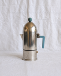 Vintage Alessi La Cupola 3-cup espresso coffee maker designed by Aldo Rossi in 1988, cast aluminium domed body, postmodern Italian design, made in Italy