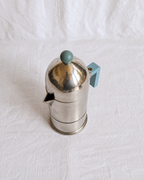Vintage Alessi La Cupola 3-cup espresso coffee maker designed by Aldo Rossi in 1988, cast aluminium domed body, postmodern Italian design, made in Italy