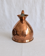 Natural aged patina and verdigris on Victorian copper haystack measure