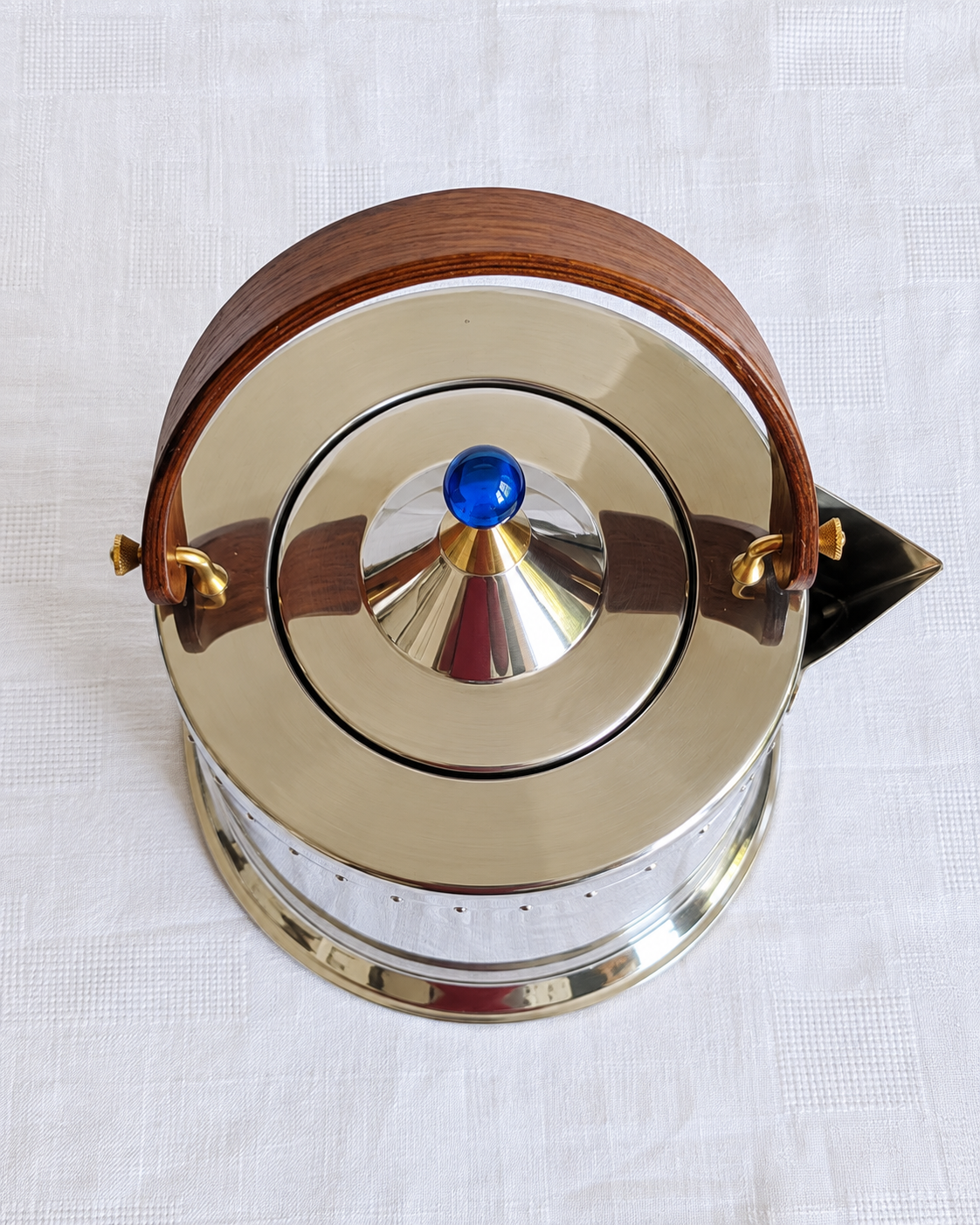 Polished stainless steel finish on vintage Bodum Ottoni kettle