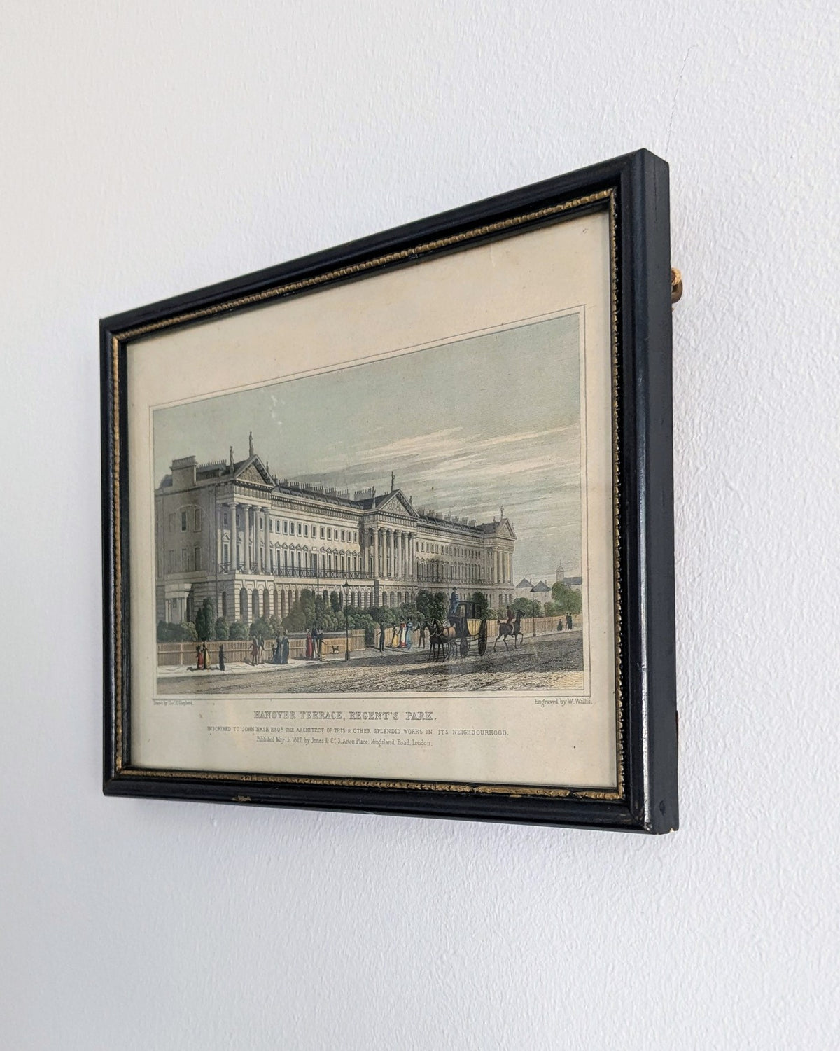 Regency architectural print of Hanover Terrace, Regent's Park, dating from 1827