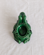 Top view of vintage L'Héritier-Guyot green ceramic frog ashtray