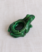 Green glazed ceramic finish on vintage L'Héritier-Guyot frog ashtray