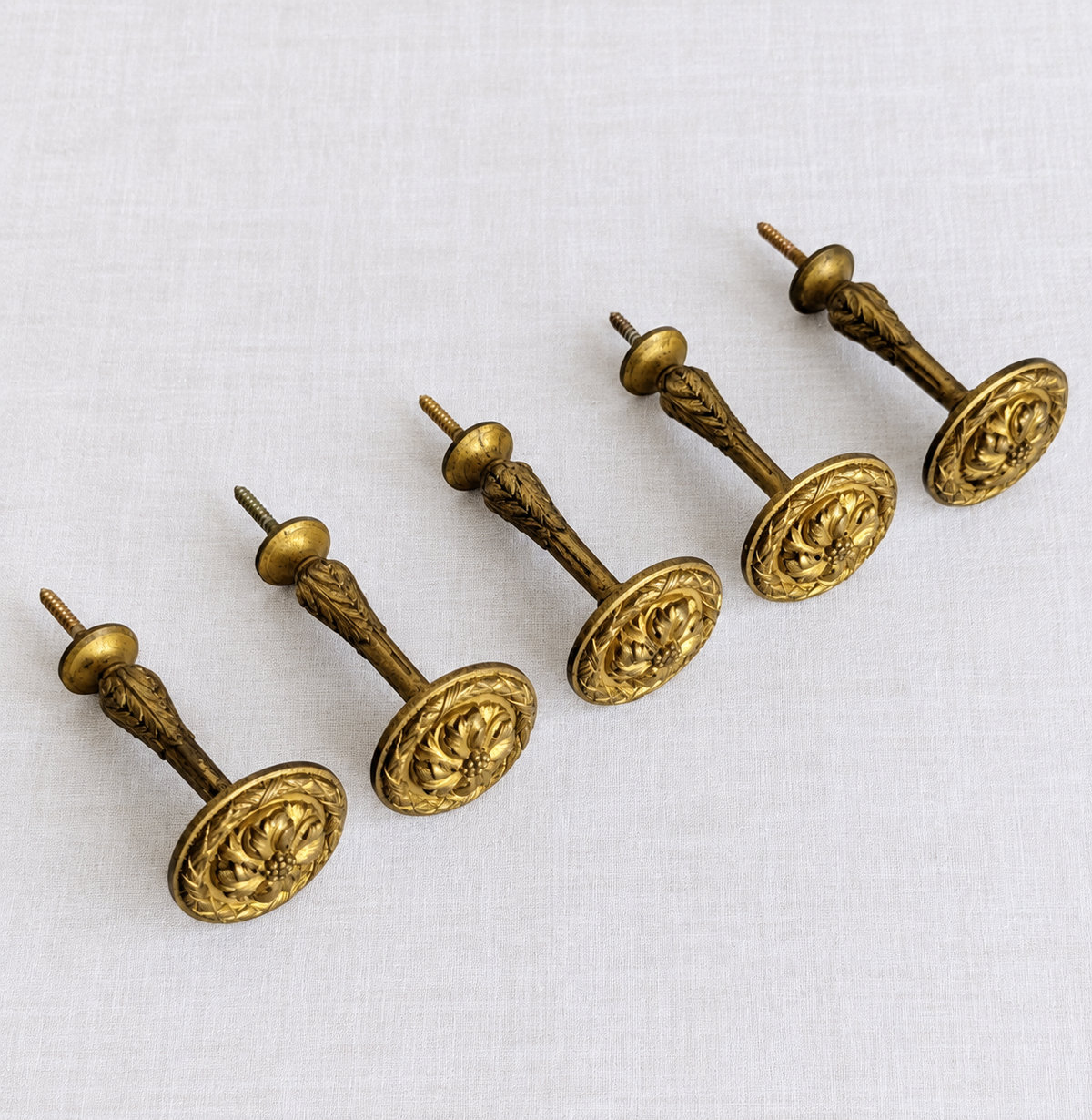French Louis XVI Revival gilt bronze curtain tieback, 19th century