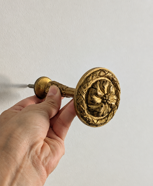 Napoleon III gilt bronze curtain tiebacks with floral rosettes