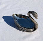 Vintage 1970s Silver Swan Stackable Trinket Dishes / Ashtrays – Mid-Century Vide-Poche Set