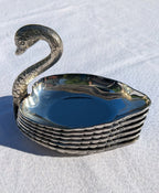 Vintage 1970s Silver Swan Stackable Trinket Dishes / Ashtrays – Mid-Century Vide-Poche Set