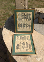 Framed Antique French Fashion Prints — Bébé Jumeau & Girls' Fashion, Belle Époque 1890s Paris