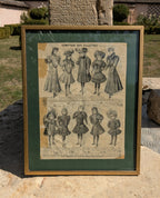 Framed Antique French Fashion Prints — Bébé Jumeau & Girls' Fashion, Belle Époque 1890s Paris