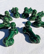 Vintage Vallauris Green Poodle Cutlery Rests Set of 8 — French Ceramic, 1950s