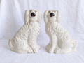 Pair of antique Victorian Staffordshire spaniel dogs, c.1880