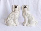 Pair of antique Victorian Staffordshire spaniel dogs, c.1880