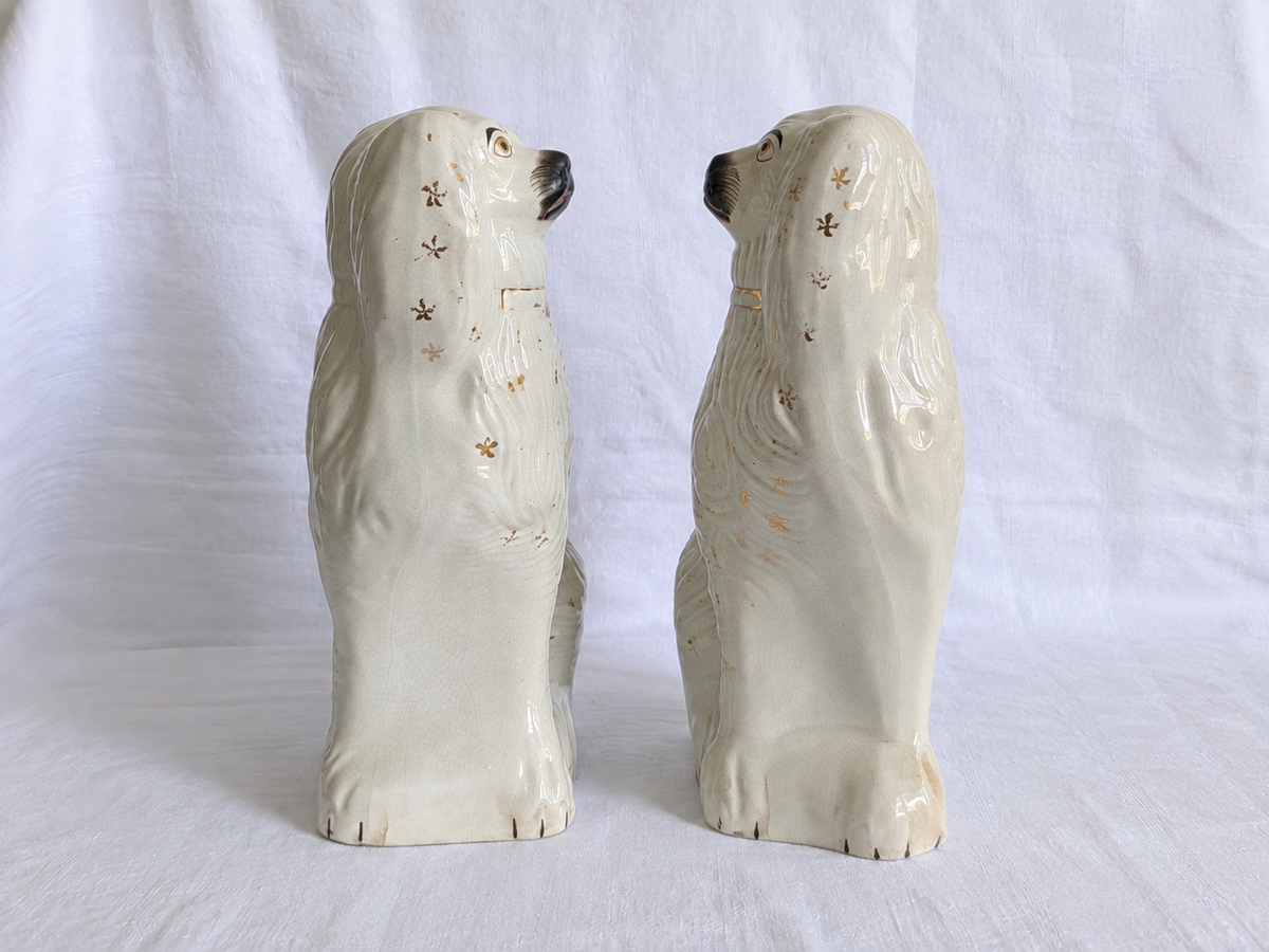 Pair of large antique Staffordshire Wally Dogs, late 19th century