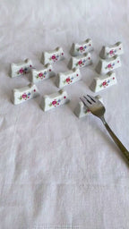 Vintage Floral Porcelain Knife Rests – Set of 10 | Romantic Cottage Tableware
